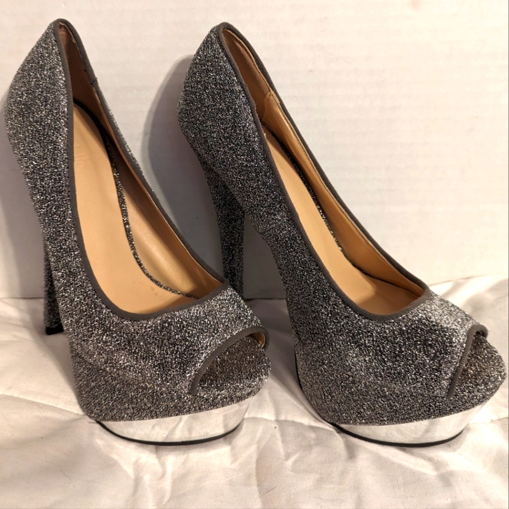 Charlotte Russe Silver Stilettos Size 8